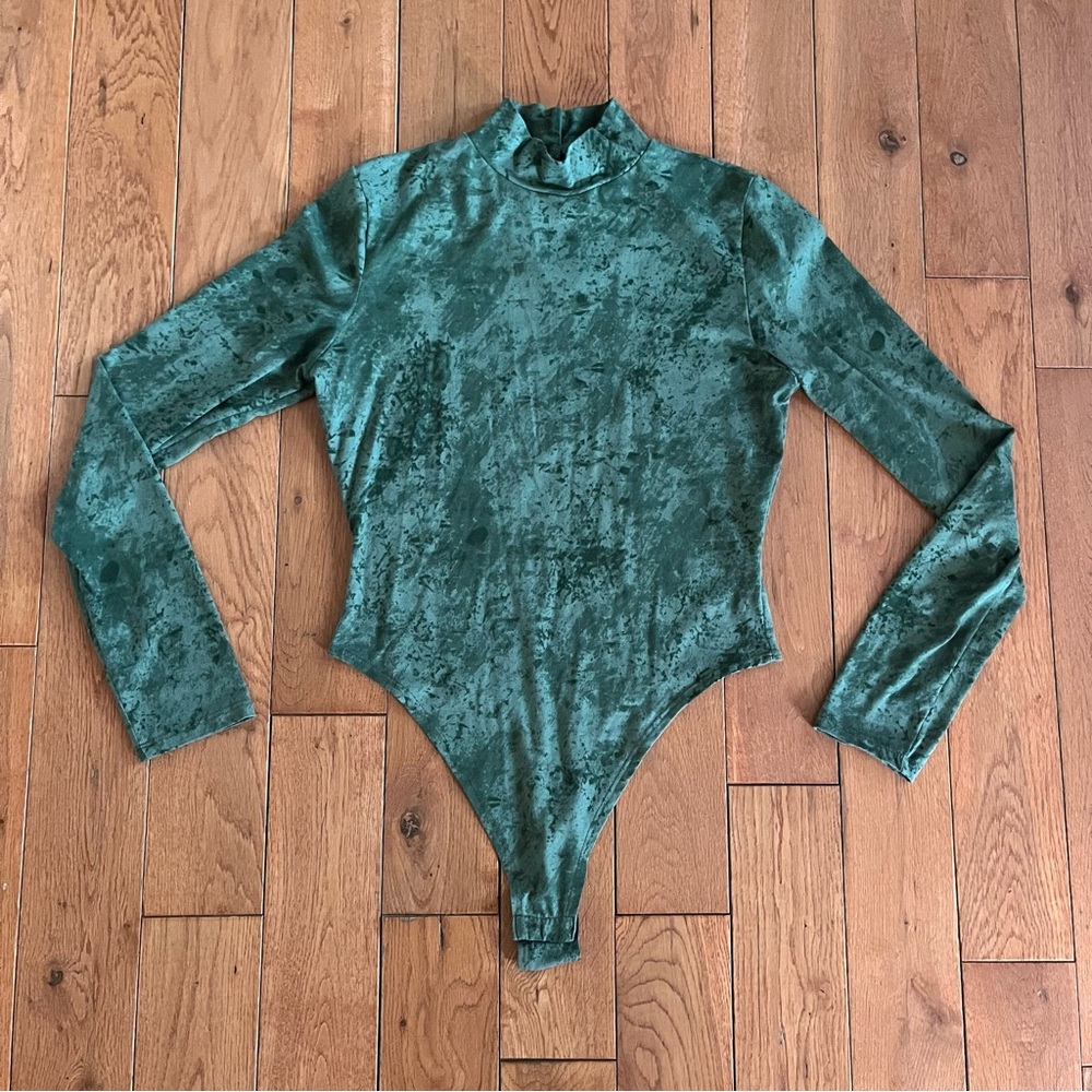 Fashion Nova Green Patterned Bodysuit